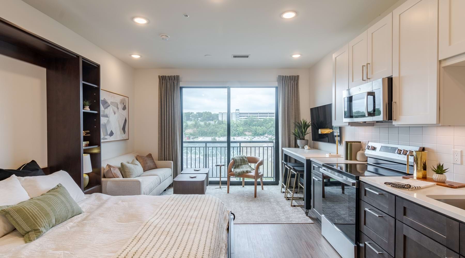 studio with access to private balcony